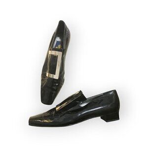 Vintage‎ Y2K Patrick Cox Black Patent pilgrim buckle Loafer, Size 37.5EU